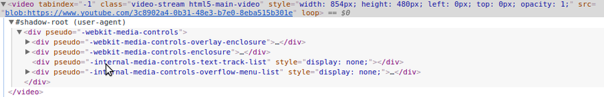 Shadow DOM tagu video w przeglądarce Chrome